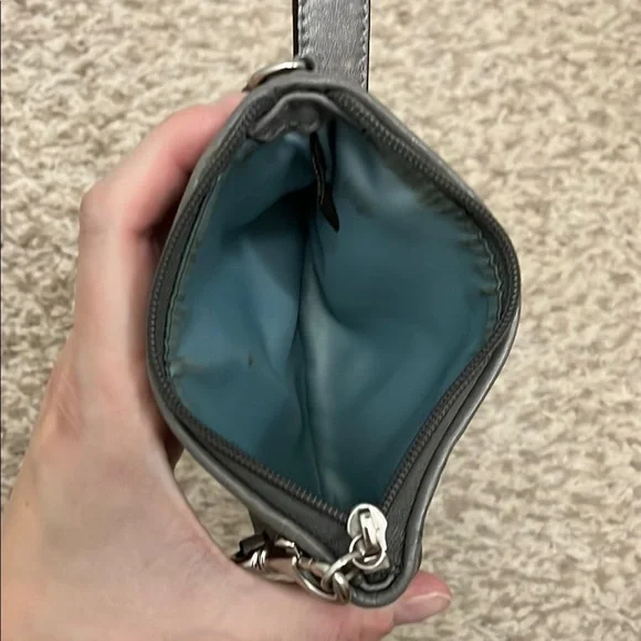 Coach Charcoal Gray Wristlet with Signature C Logo Pattern - Picture 10 of 16